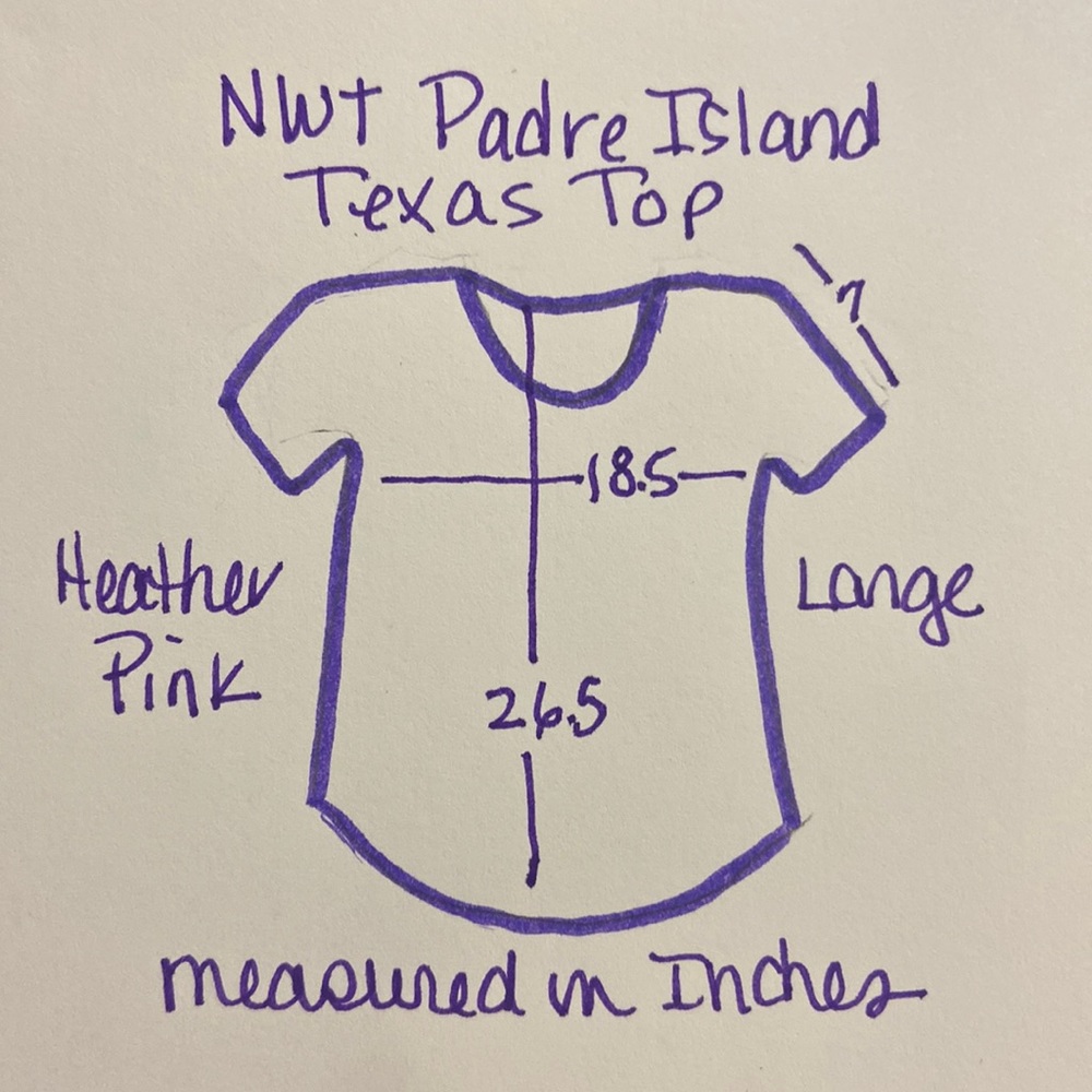 NWOT Padre Island TEXAS V Neck Top. Heather Pink. Size Large - Picture 5 of 7
